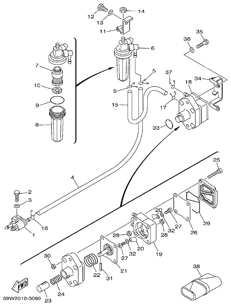 Yamaha FT60B FUEL 1 parts diagram